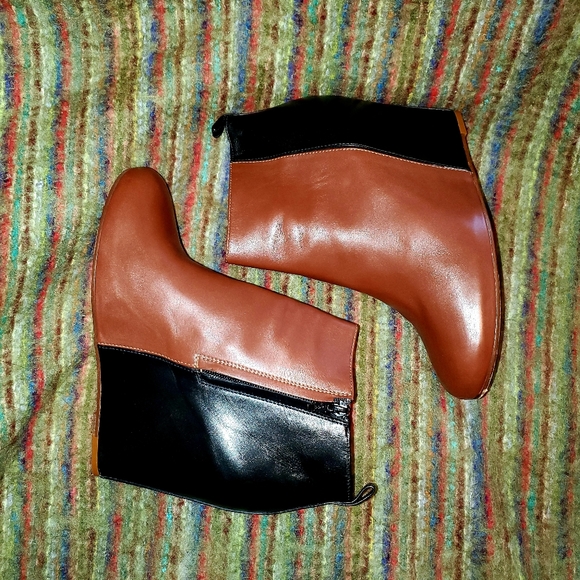 CELINE Black and Brown Wedge Boots - Picture 5 of 13